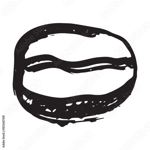 Hand drawn fresh roasted coffee bean Arabica robusta seed doodle Single element for print, web, design, decor