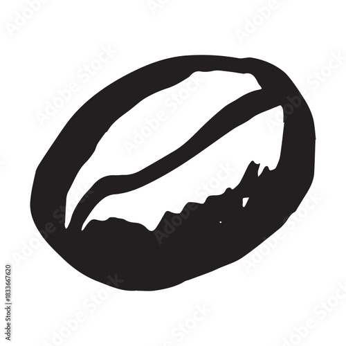Hand drawn fresh roasted coffee bean Arabica robusta seed doodle Single element for print, web, design, decor
