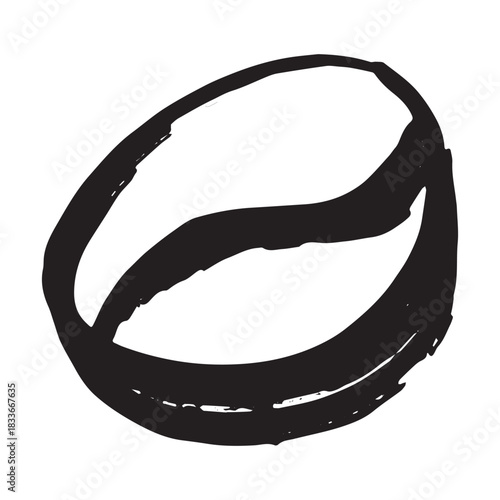 Hand drawn fresh roasted coffee bean Arabica robusta seed doodle Single element for print, web, design, decor