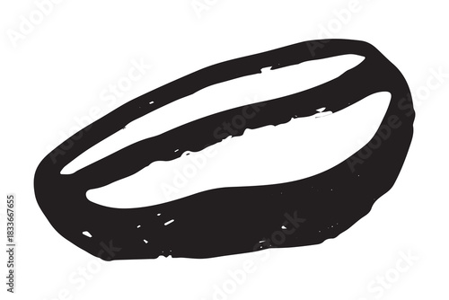 Hand drawn fresh roasted coffee bean Arabica robusta seed doodle Single element for print, web, design, decor