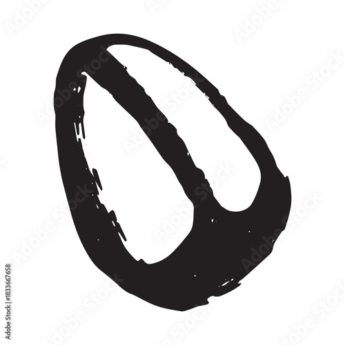 Hand drawn fresh roasted coffee bean Arabica robusta seed doodle Single element for print, web, design, decor