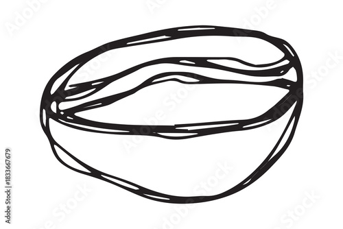 Hand drawn fresh roasted coffee bean Arabica robusta seed doodle Single element for print, web, design, decor