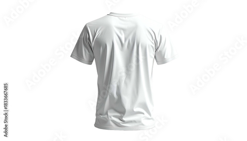 Back view of a plain white t-shirt, isolated on black, highlighting fabric texture