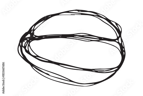 Hand drawn fresh roasted coffee bean Arabica robusta seed doodle Single element for print, web, design, decor