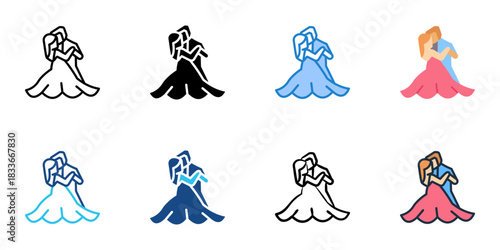 Dance icon set multiple style vector collection. Editable Stroke 
