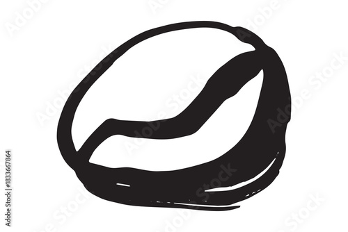 Hand drawn fresh roasted coffee bean Arabica robusta seed doodle Single element for print, web, design, decor