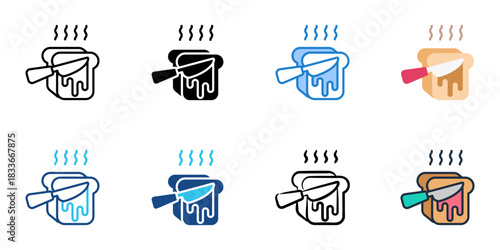 Toast icon set multiple style vector collection. Editable Stroke 
