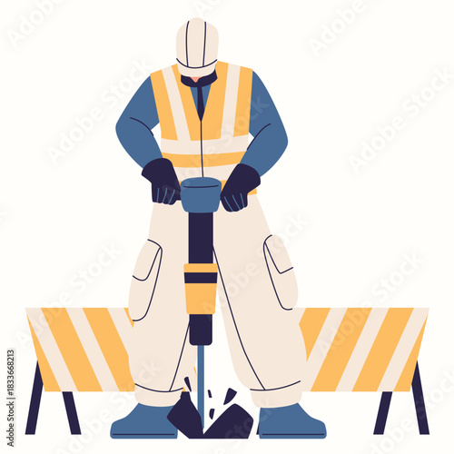 surveyor with jackhammer illustration
