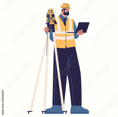 surveyor setting up a theodolite illustration