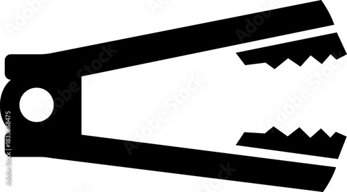 Stapler icon in black flat style. Office tool silhouette, showing stationery equipment for documents, paper binding, school supplies and professional use isolated on transparent background.