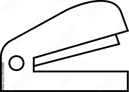 Stapler icon in black line style. Office tool silhouette, showing stationery equipment for documents, paper binding, school supplies and professional use isolated on transparent background.