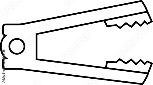 Stapler icon in black line style. Office tool silhouette, showing stationery equipment for documents, paper binding, school supplies and professional use isolated on transparent background.