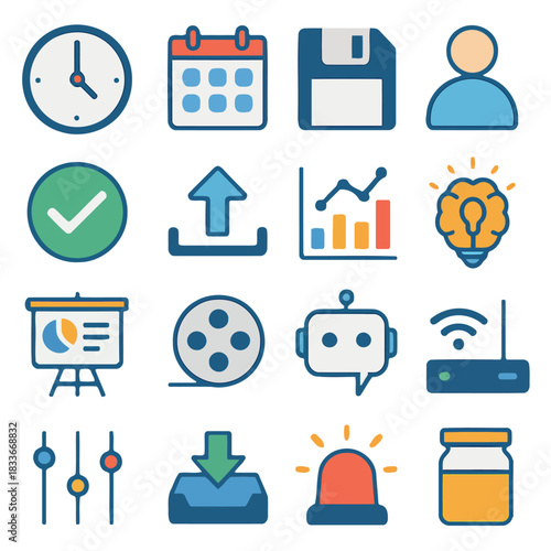 Interface Icon Set: A modern, visually cohesive collection of user interface icons, representing essential functions and concepts for seamless digital interaction.