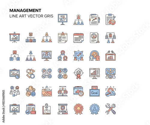 Management Concept Illustration – Organization, Strategy and Business Control