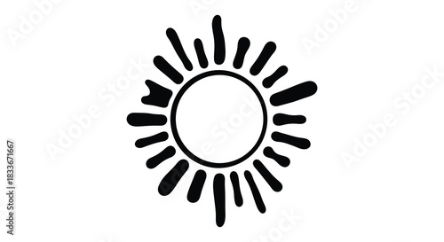 A striking circular design featuring a radiant sun with spiky rays minimalist silhouette