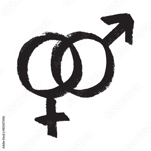 Hand drawn heterosexual gender identity sign Symbol used to represent sex and gender