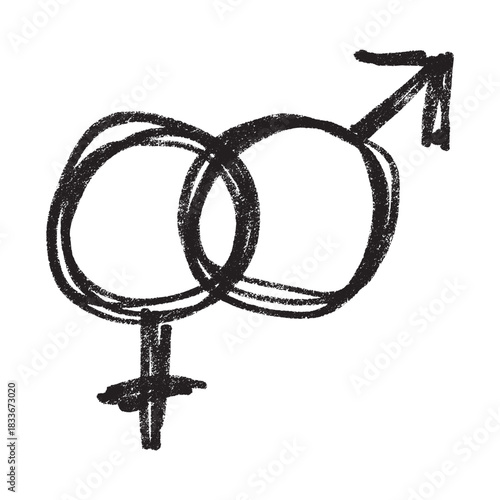 Hand drawn heterosexual gender identity sign Symbol used to represent sex and gender