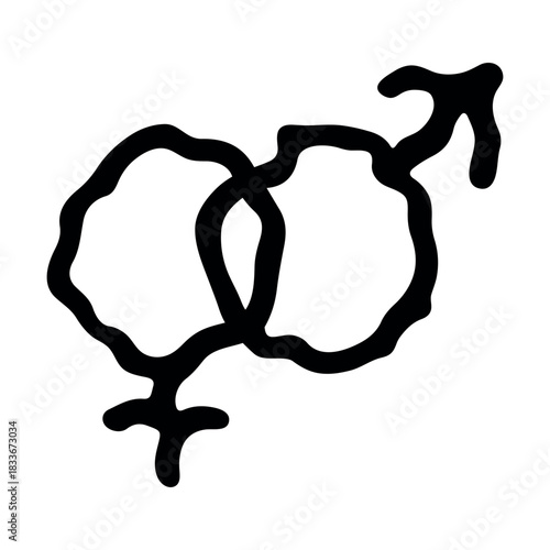 Hand drawn heterosexual gender identity sign Symbol used to represent sex and gender