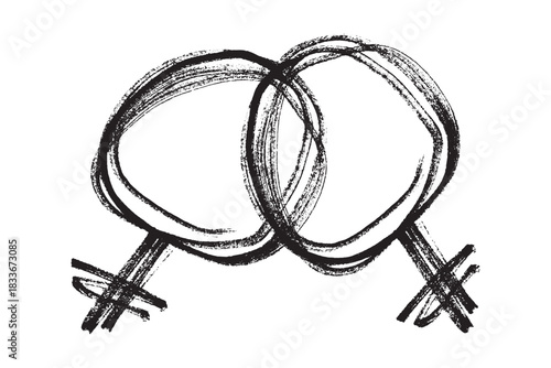 Hand drawn lesbian identity sign Symbol used to represent sex and gender