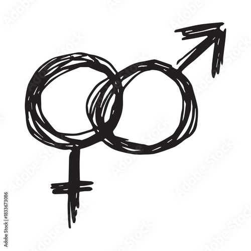 Hand drawn heterosexual gender identity sign Symbol used to represent sex and gender