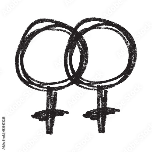 Hand drawn lesbian identity sign Symbol used to represent sex and gender