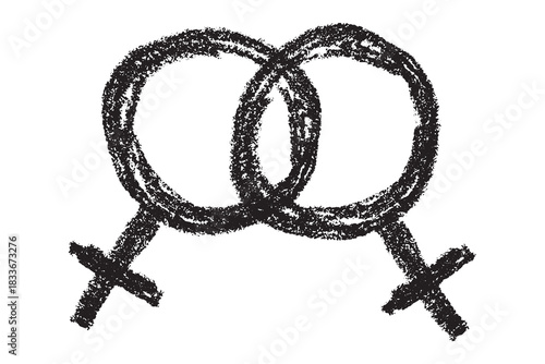 Hand drawn lesbian identity sign Symbol used to represent sex and gender