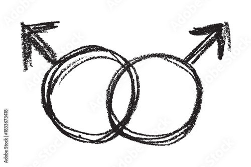 Hand drawn homosexual identity sign Symbol used to represent sex and gender