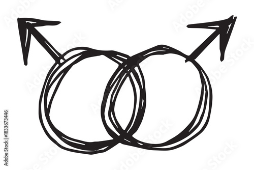 Hand drawn homosexual identity sign Symbol used to represent sex and gender