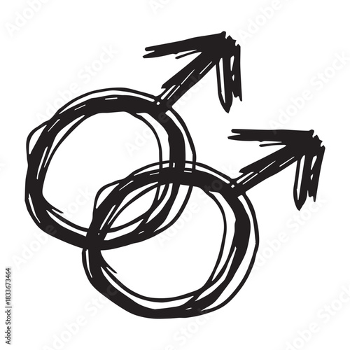 Hand drawn homosexual identity sign Symbol used to represent sex and gender