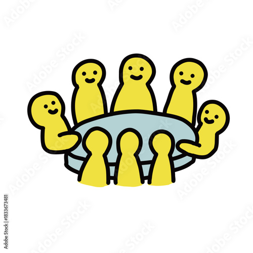 ビジネスチーム　会議　打ち合わせ　｜　シンプルな手描きのイラストアイコン