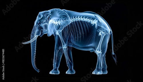 Wallpaper Mural An x-ray perspective illuminates the majestic anatomy of an elephant, revealing the skeletal structure in intricate detail. Torontodigital.ca