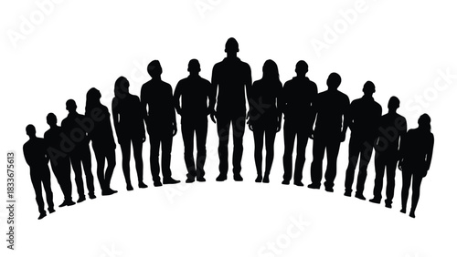Diverse group of people silhouettes isolated on white background, Vector