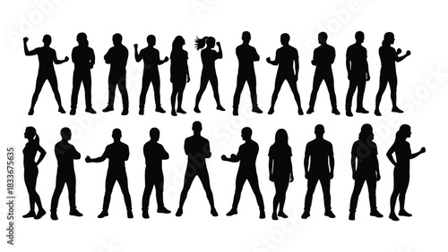 Diverse human silhouettes collection isolated on white background, Vector