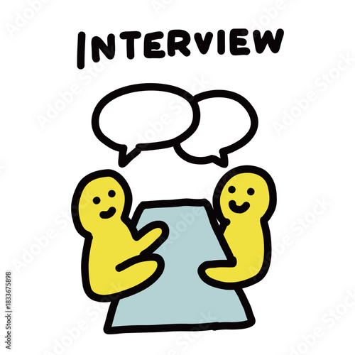 1on1　面談　面接｜シンプルな手描きのイラストアイコン