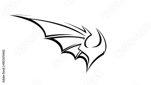 Stylized Dragon Wing Tribal Tattoo Design