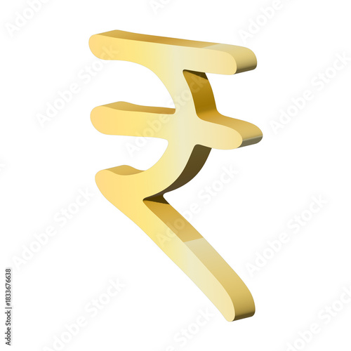 3d rupee currency symbol. Single element for design