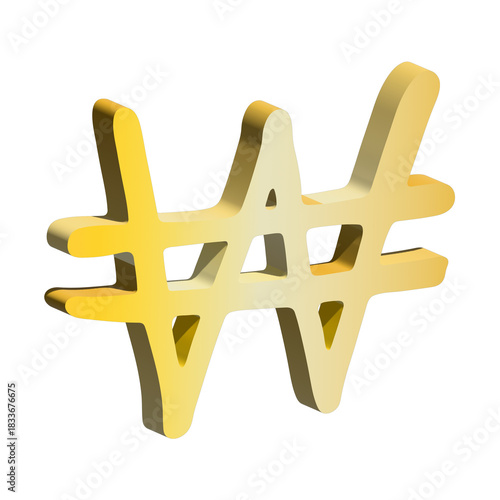 3d won currency symbol. Single element for design