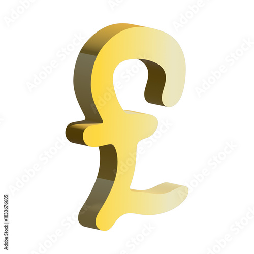3d british pound currency symbol. Brush stroke doodle. Single element for design