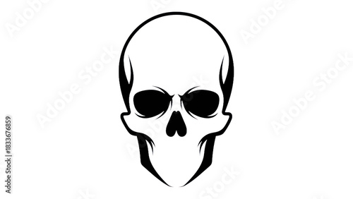 Stylized Skull Outline in Minimal Line Art