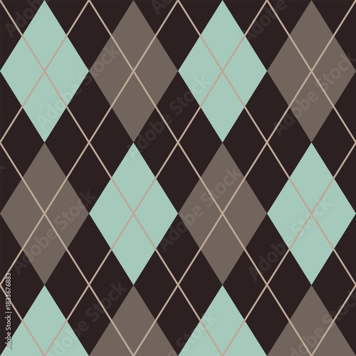 アーガイルチェック　モスグリーン×ブラウン交互　背景色ダークブラウン　Adobe Illustrator ArtworkWeb　Web