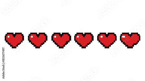 Pixel Heart Levels – 8-Bit Health Bar Icons for Games