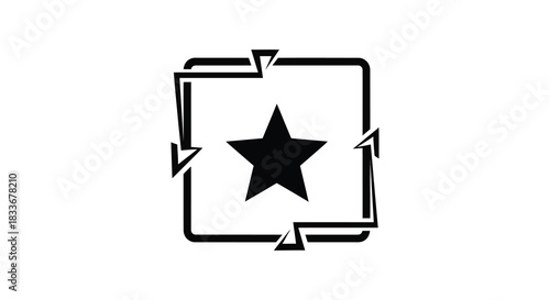 A striking graphic design featuring a star enclosed within a recycling symbol silhouette