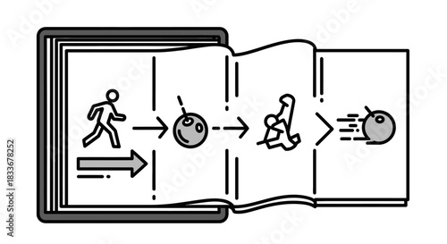 Book Depicting Evolution from Human to Cannonball.