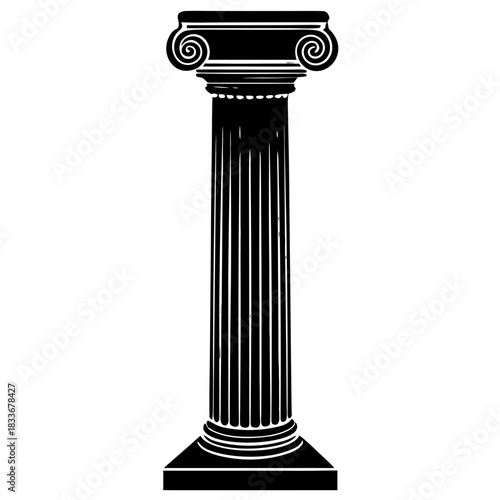 Classical Ionic Greek Column Pillar Silhouette Vector Icon