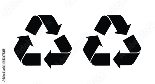 Three black recycling symbols arranged in a row a striking visual representation silhouette