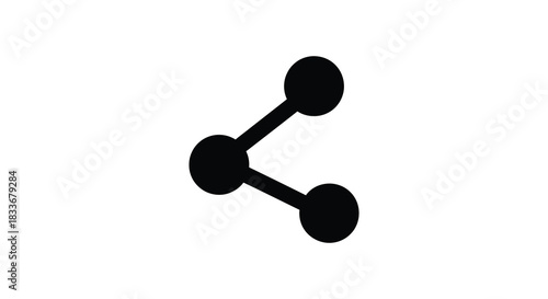 A simple black icon depicting a connection point with two branching elements silhouette