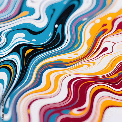 Wallpaper Mural Abstract colorful liquid ink forming marbled patterns, macro detail Torontodigital.ca