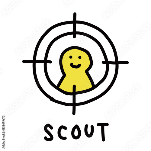 スカウト　シンプルな手描きのイラストアイコン