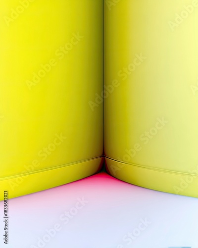 Abstract image of a yellow corner with a red light and a gradient background.
