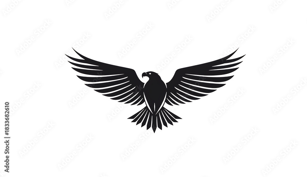 Naklejka premium Dark silhouette of a majestic eagle with wings spread wide isolated on transparent background